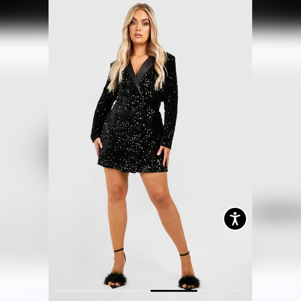 Boohoo Shimmering Black Sequin Jacket